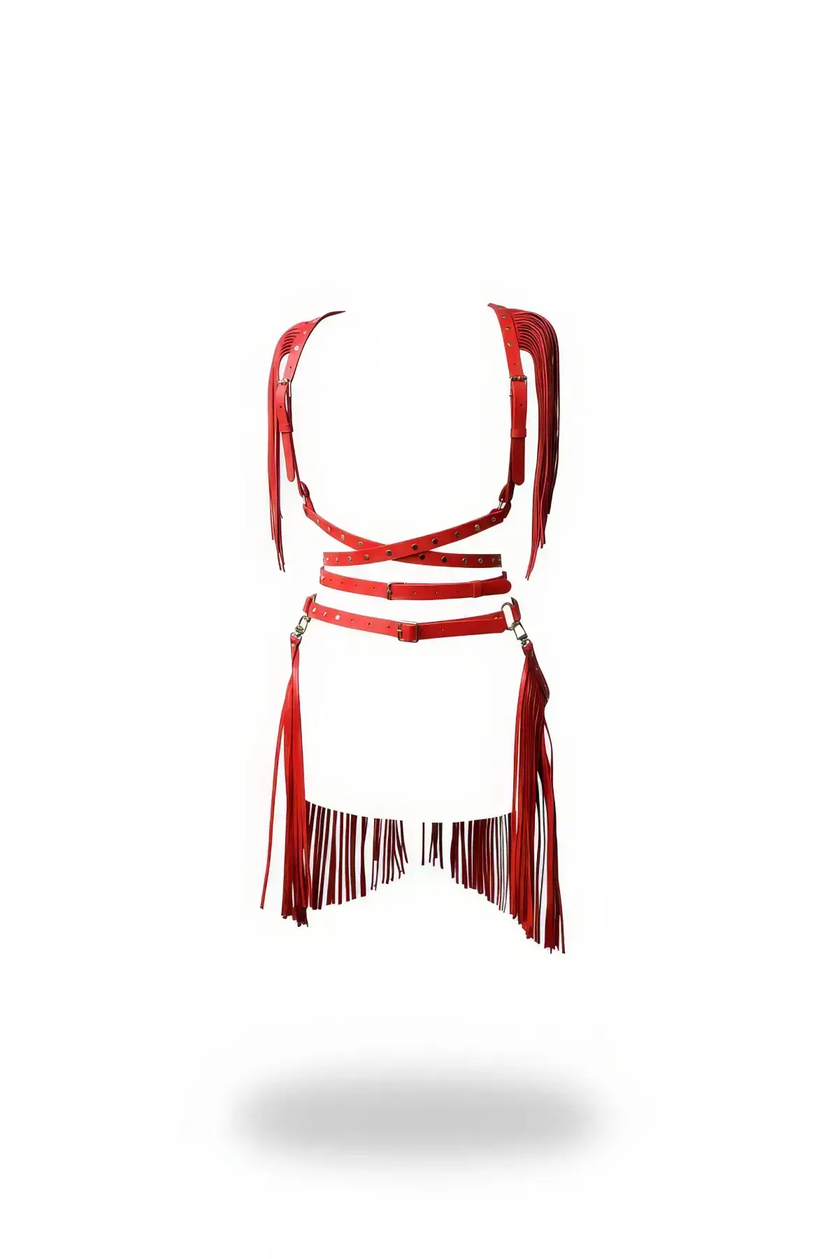 136476.webp Red Women's Belt Multi-Leather Body Accessory - SH1005 - Image 1