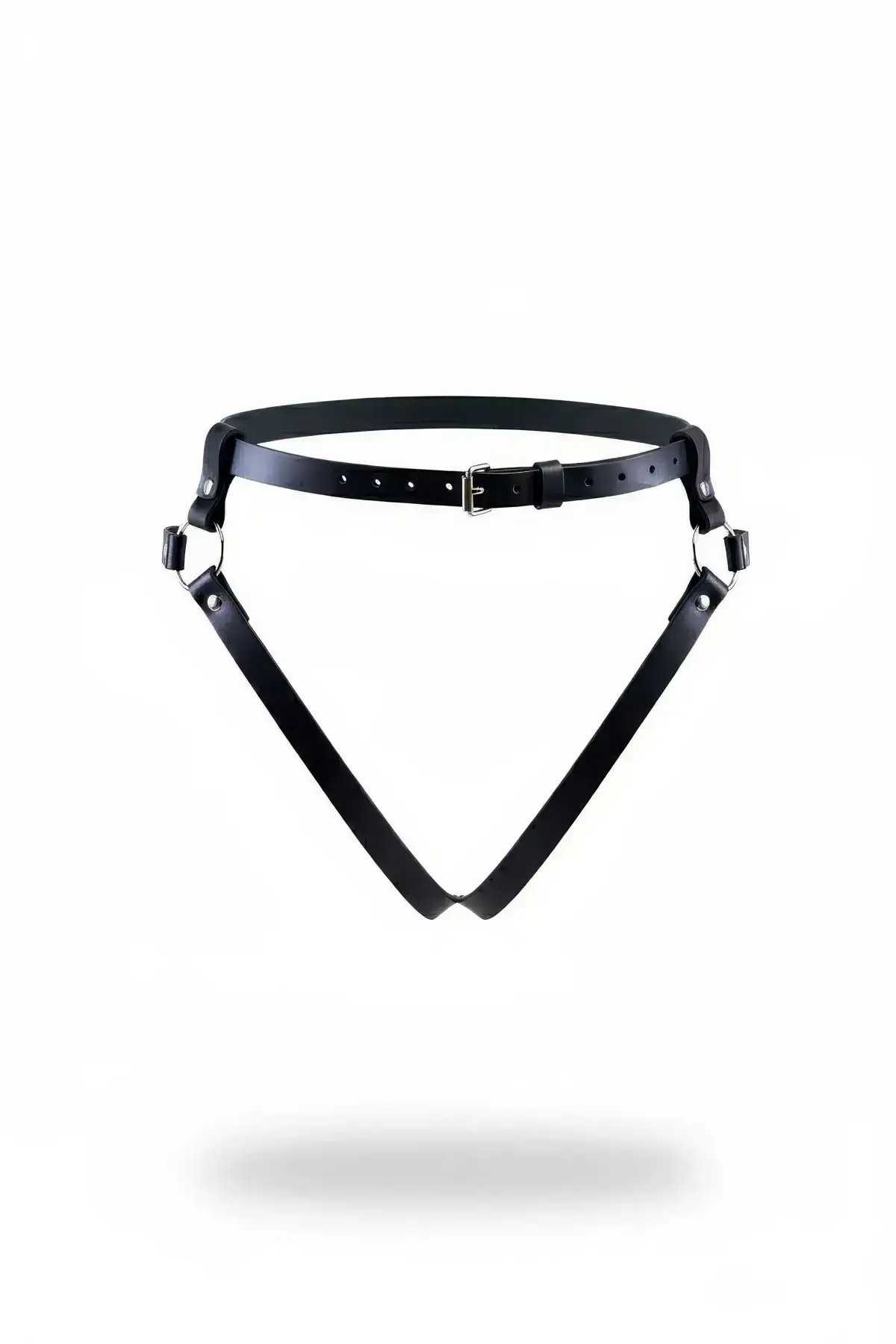 Black Thong - Body Garter with Leather Buckle - SH1007