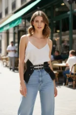 Black Women's Belt Double Buckle Wide Corset Belt - SH1010 - Image 3