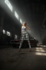 Siyah Kafes Detaylı Midi Boy Deri Etek SH1013 - Image 4