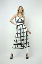 Siyah Kafes Detaylı Midi Boy Deri Etek SH1013 - Image 6