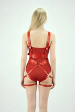 Red Harness Set Leather Body Accessory with Metal Details - SH1016 - Image 2