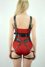 Black Harness Set Leather Body Accessory with Stud Details - SH1016 - Image 2