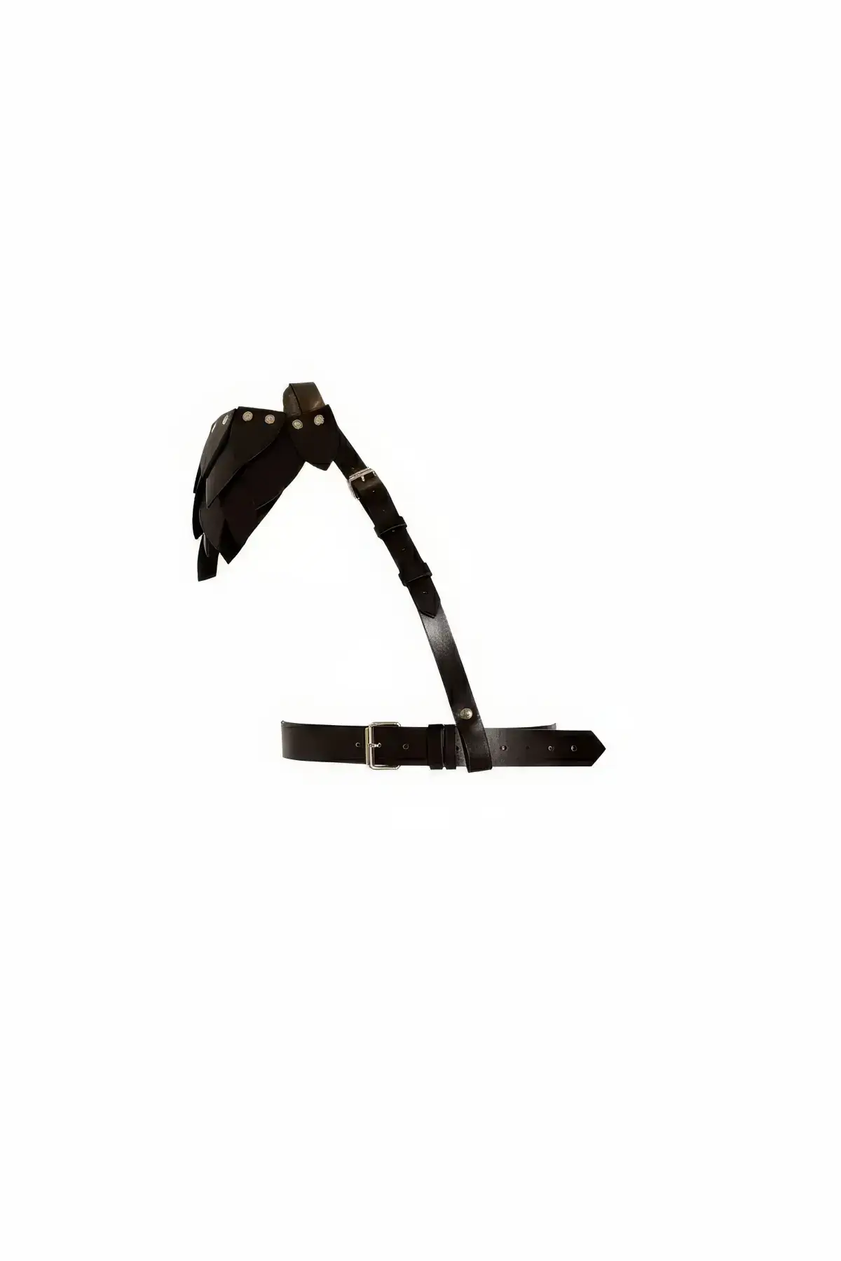 Black Women's Leather Belt Harness with Buckle - SH1033