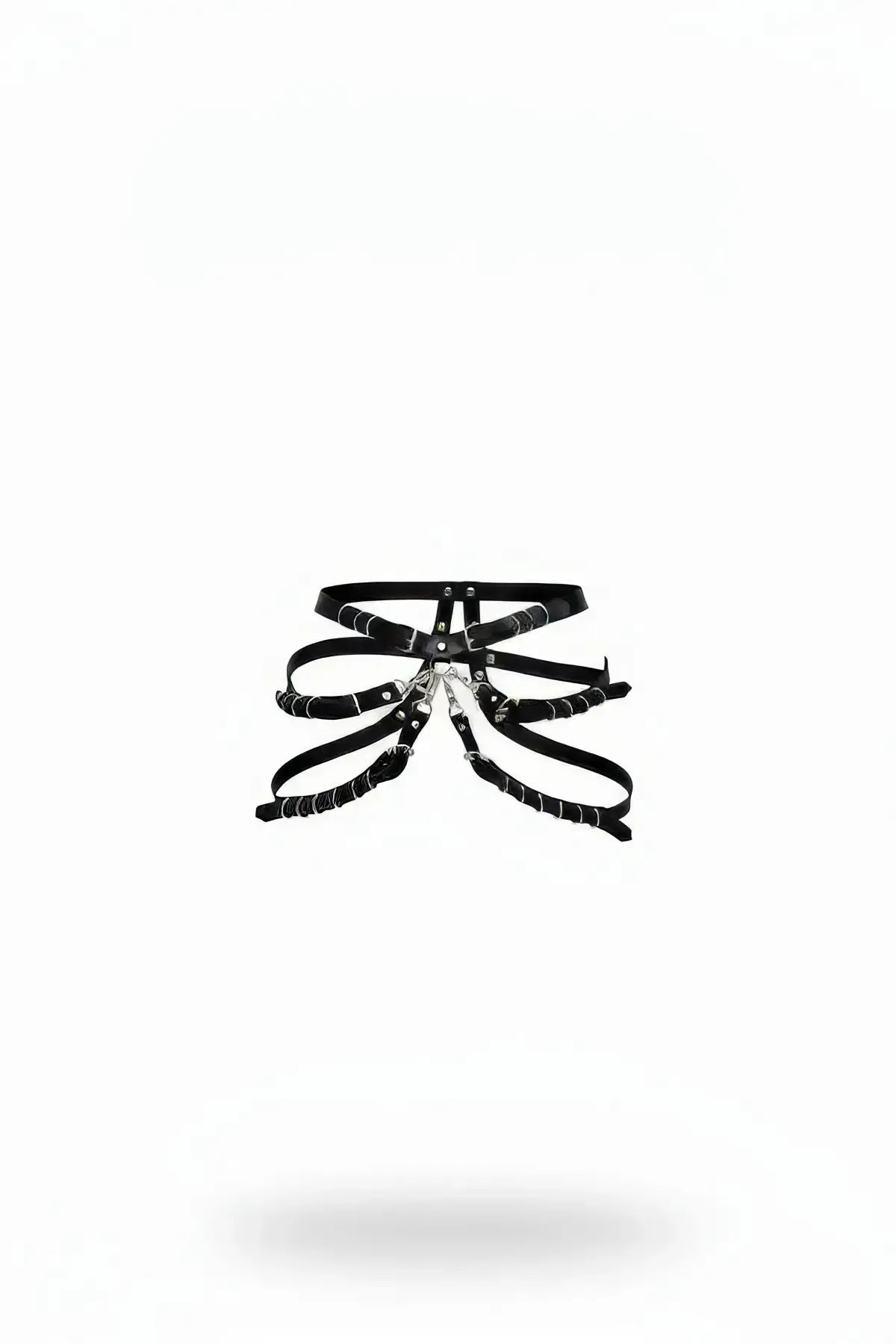 Black Women's Belt, Multi-Strap Faux Leather Waist Accessory - SH1037
