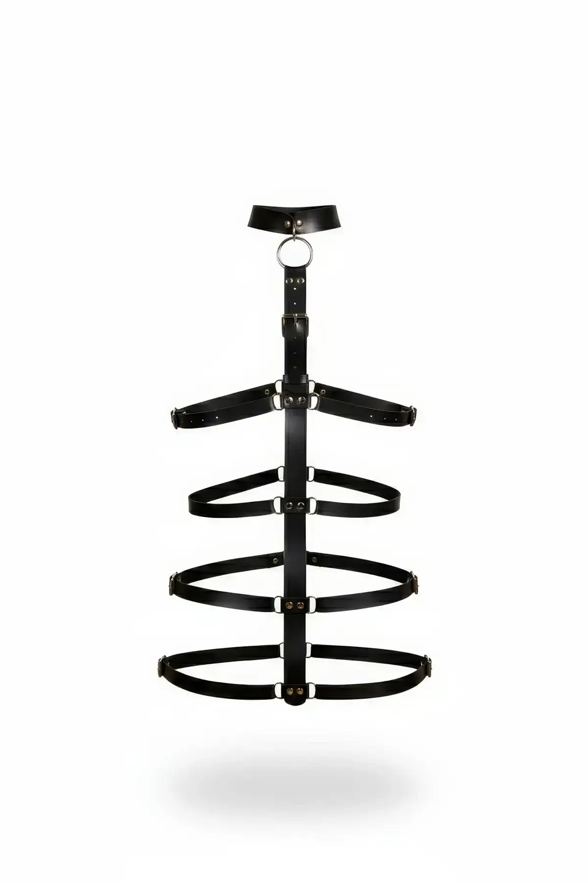 Siyah Deri Görünümlü Ayarlanabilir Tokalı Kafes Vücut Harness SH1061