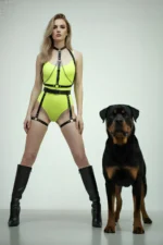 Black Harness Set with Chain Detail, Leather Body Accessory - SH1068 - Image 7