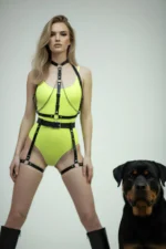 Black Harness Set with Chain Detail, Leather Body Accessory - SH1068 - Image 8