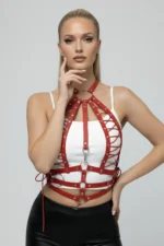 Red Women's Belt Accessory with Metal Buckle and Laces - SH1077 - Image 2