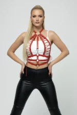 Red Women's Belt Accessory with Metal Buckle and Laces - SH1077 - Image 4