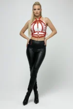 Red Women's Belt Accessory with Metal Buckle and Laces - SH1077 - Image 6