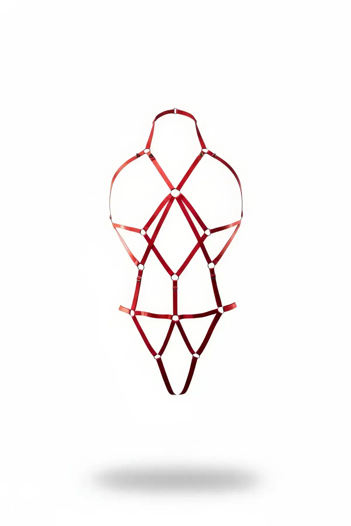 136660.webp Kırmızı Metal Halkalı Çapraz Şeritli Body Harness SH1082 - Image 1