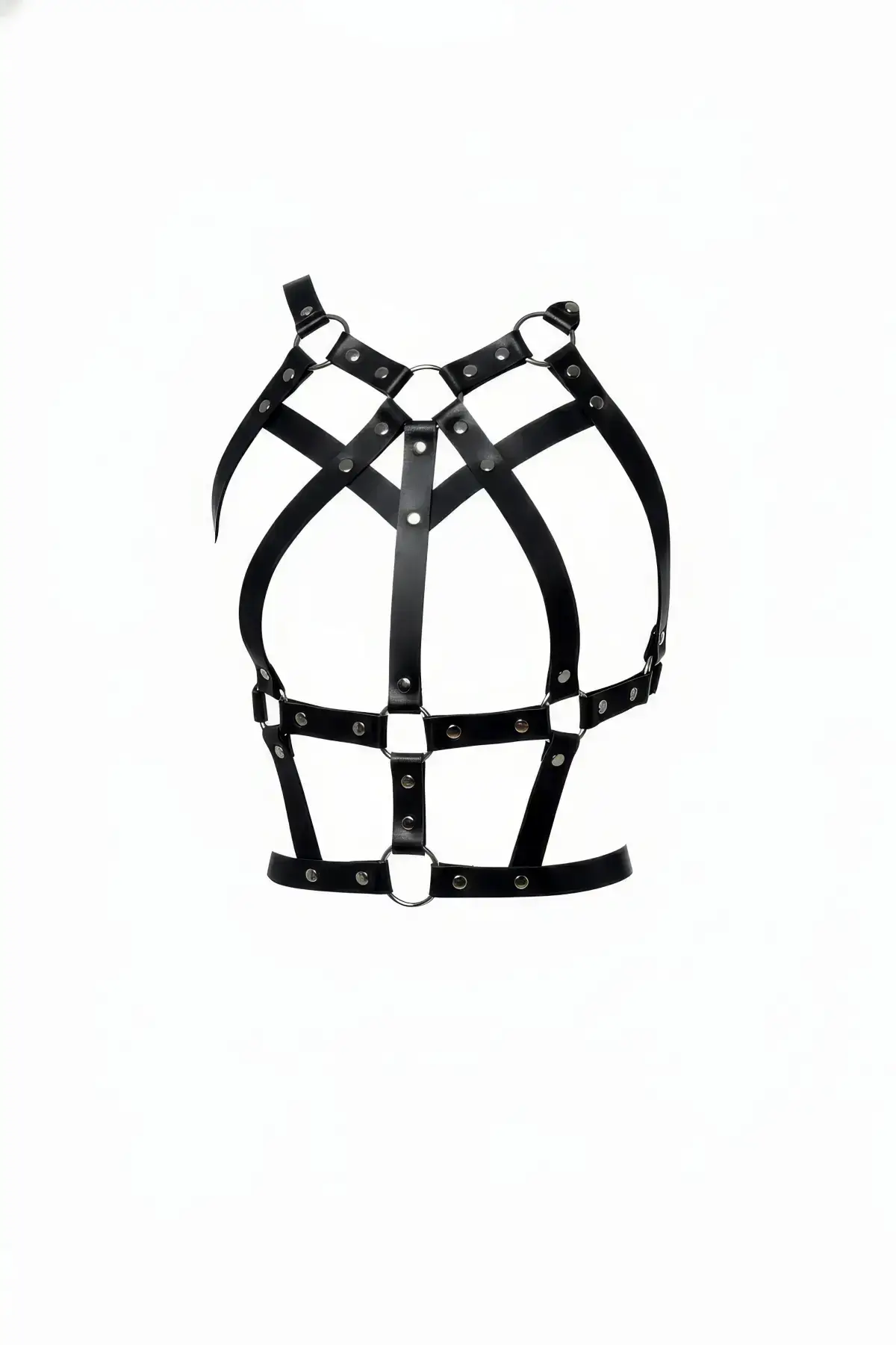 Black Women's Leather Belt Multi-Strap Body Accessory - SH1085
