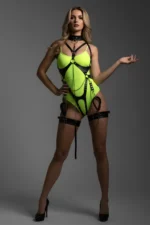 Black Women's Leather Body Harness with Chain Detail - SH1098 - Image 5