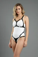 Black Leather Harness Set with O-Ring Detail Body Accessory - SH1101