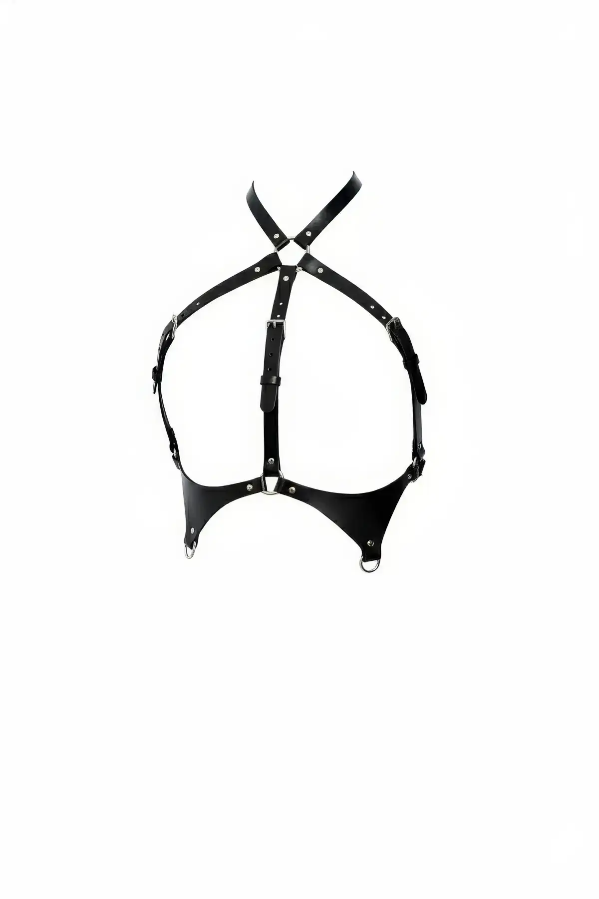 Black Women's Belt Faux Leather Cross Detail Chest Accessory - SH1110