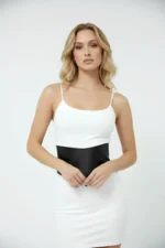 Black Women's Wide Faux Leather Corset Waist Belt - SH1112 - Image 3