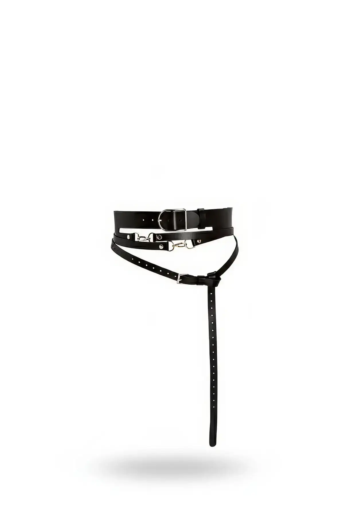 Black Women's Belt with Thick Metal Buckle Waist Accessory - SH1129