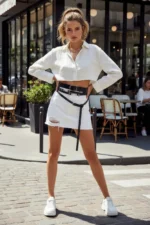 Black Women's Belt, Thick and Thin Dual Waist Accessory - SH1129 - Image 3