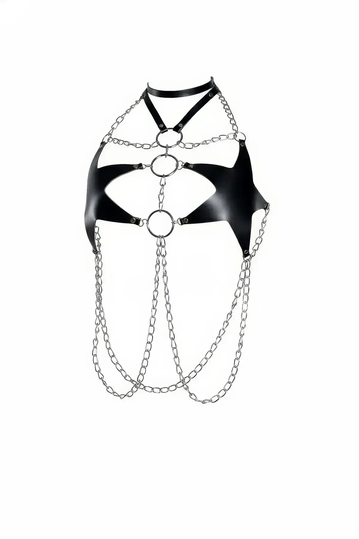 Black Women's Belt Chain Detail Body Harness - SH1162