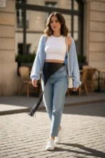 Black Women's Belt, Wide Asymmetrical Cut with Tassel Detail - SH1198 - Image 2