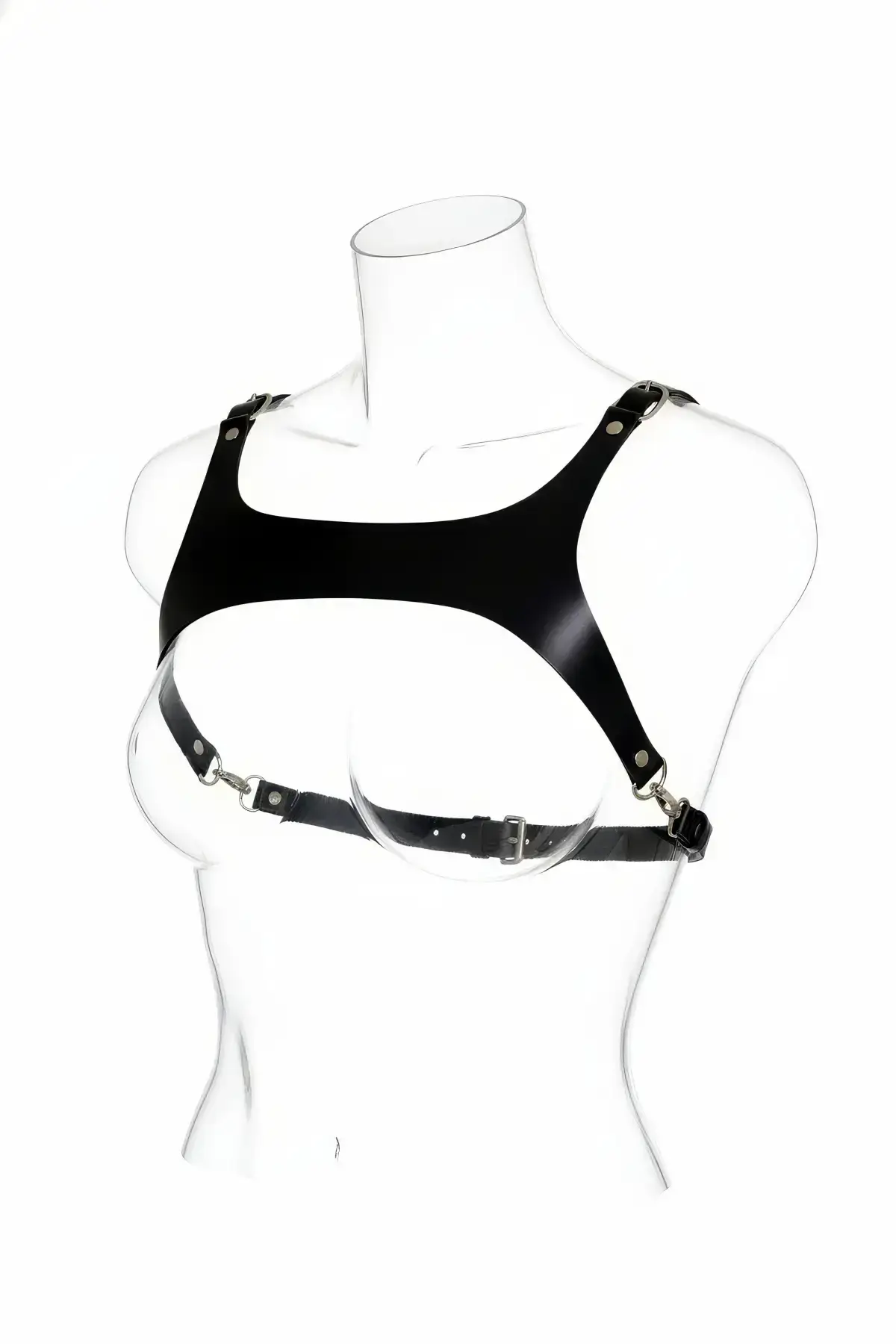 Black Women's Belt, Faux Leather, Body Buckle Detail - SH1199