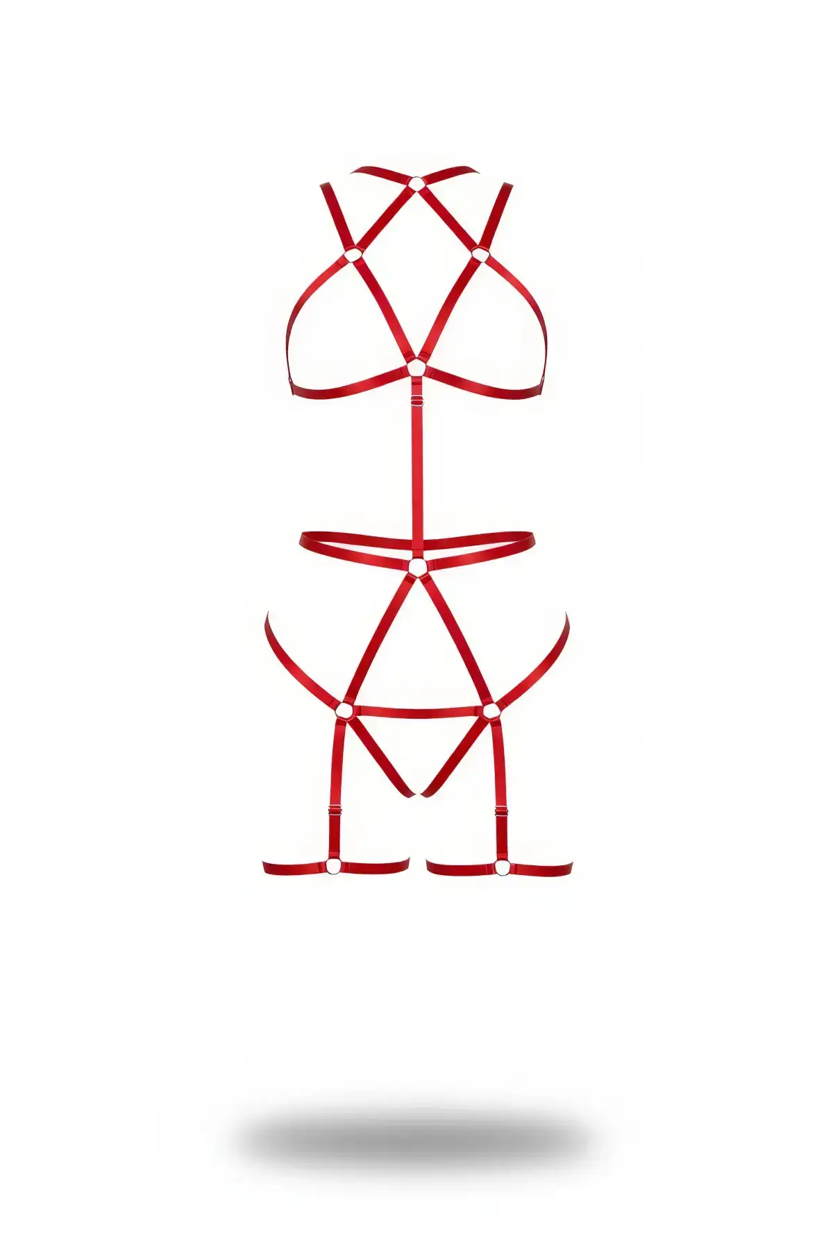 Red Body Harness with Satin Ribbon and Metal Ring Detail - SH1200