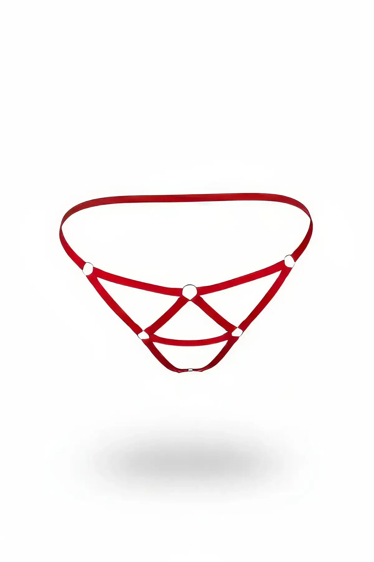 Red Thong - Panties with O-Ring Band Detail - SH1206