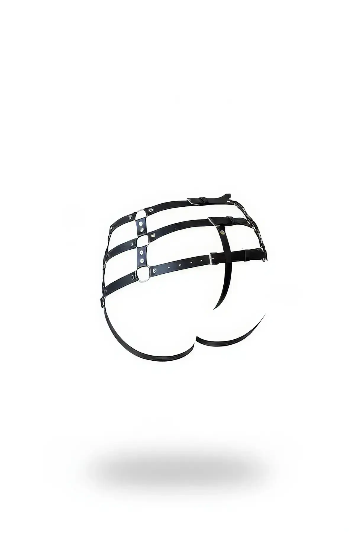 Black Thong - Panties with Multi-Strap Buckle Detail - SH1207