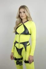 Black Harness Set Leather Body Accessory with Chain Detail - SH1219 - Image 4