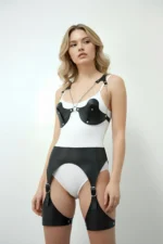 Black Harness Set with Leather Chain Detail and Adjustable - SH1220 - Image 3