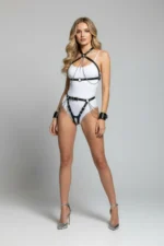 Black Harness Set with Chain Detail Bracelet Body Accessory - SH1224 - Image 2