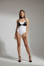 Black Leather Chest Harness with Metal Ring Detail - SH1226 - Image 3