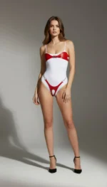 Red Harness Set with Glossy Vinyl Bow Detail - SH1234 - Image 3