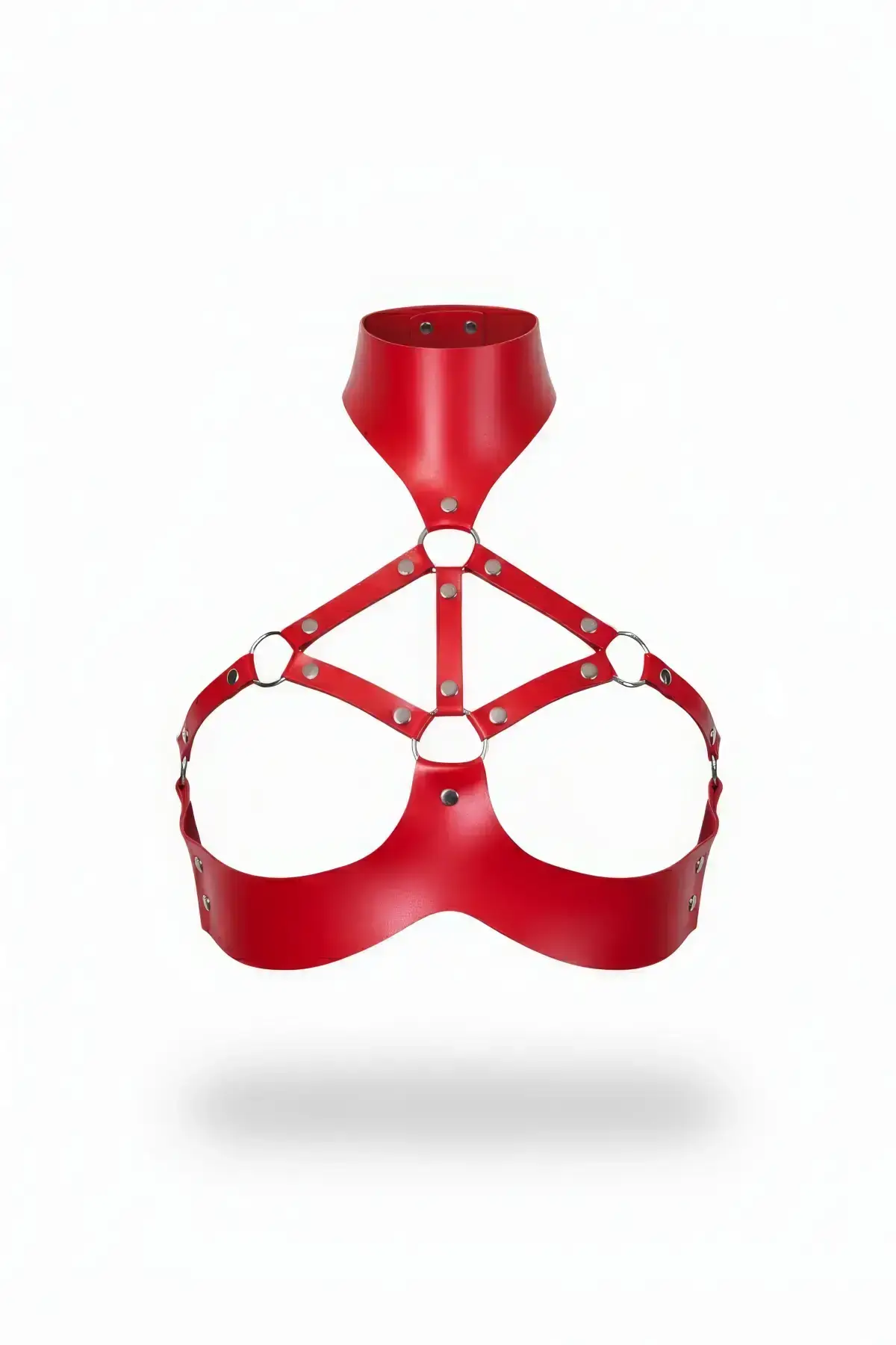 Red Women's Belt with Leather Collar Detail Body Accessory - SH1237