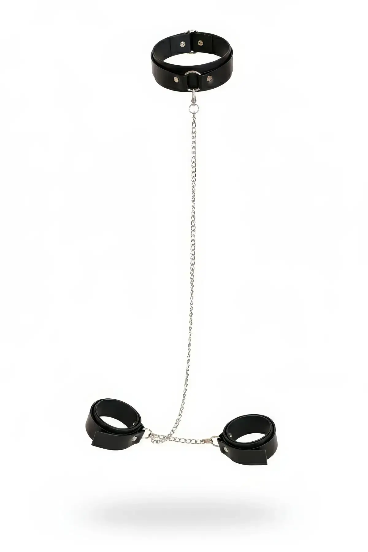 Siyah Deri Zincirli Boyunluk ve El Kelepçesi Aksesuar Seti SH1247
