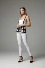 Siyah Deri Bantlı Fileli Etek SH1252 - Image 3