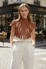 Women's Belt with Leather Strap, High Collar Body Accessory - SH1257