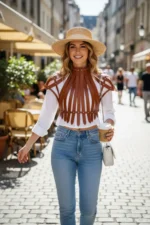 Women's Belt with Leather Strap, High Collar Body Accessory - SH1257 - Image 2