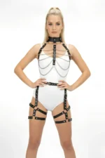 Black Harness Set with Chain Detail Body and Leg Accessory - SH1262 - Image 3