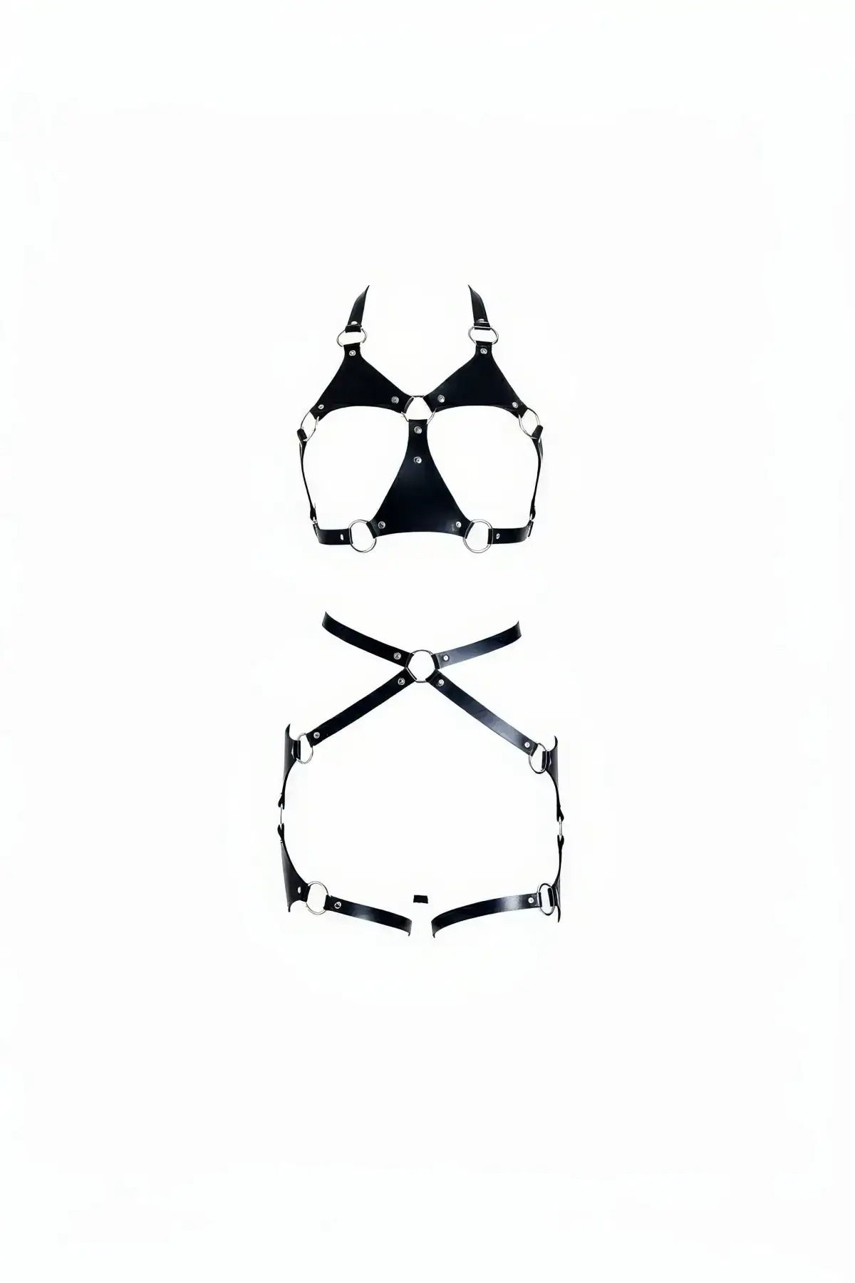 Black Harness Set with O-Ring Detail Body Accessory - SH1272