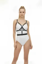 Black Women's Belt, Faux Leather, Multiple Straps, Metal Buckle - SH1294 - Image 4