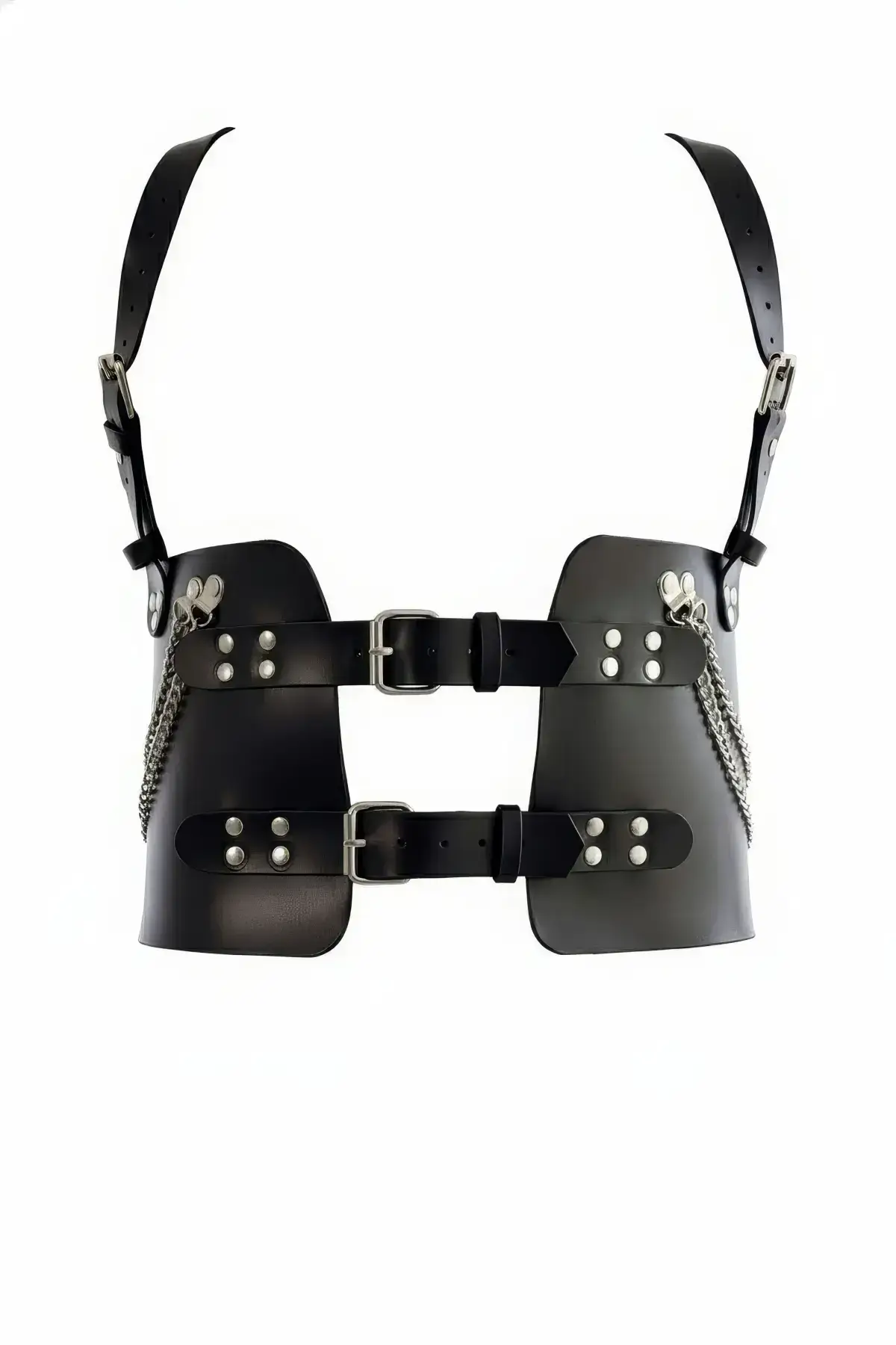 Black Women's Belt Wide Corset Style with Chain Detail - SH1300