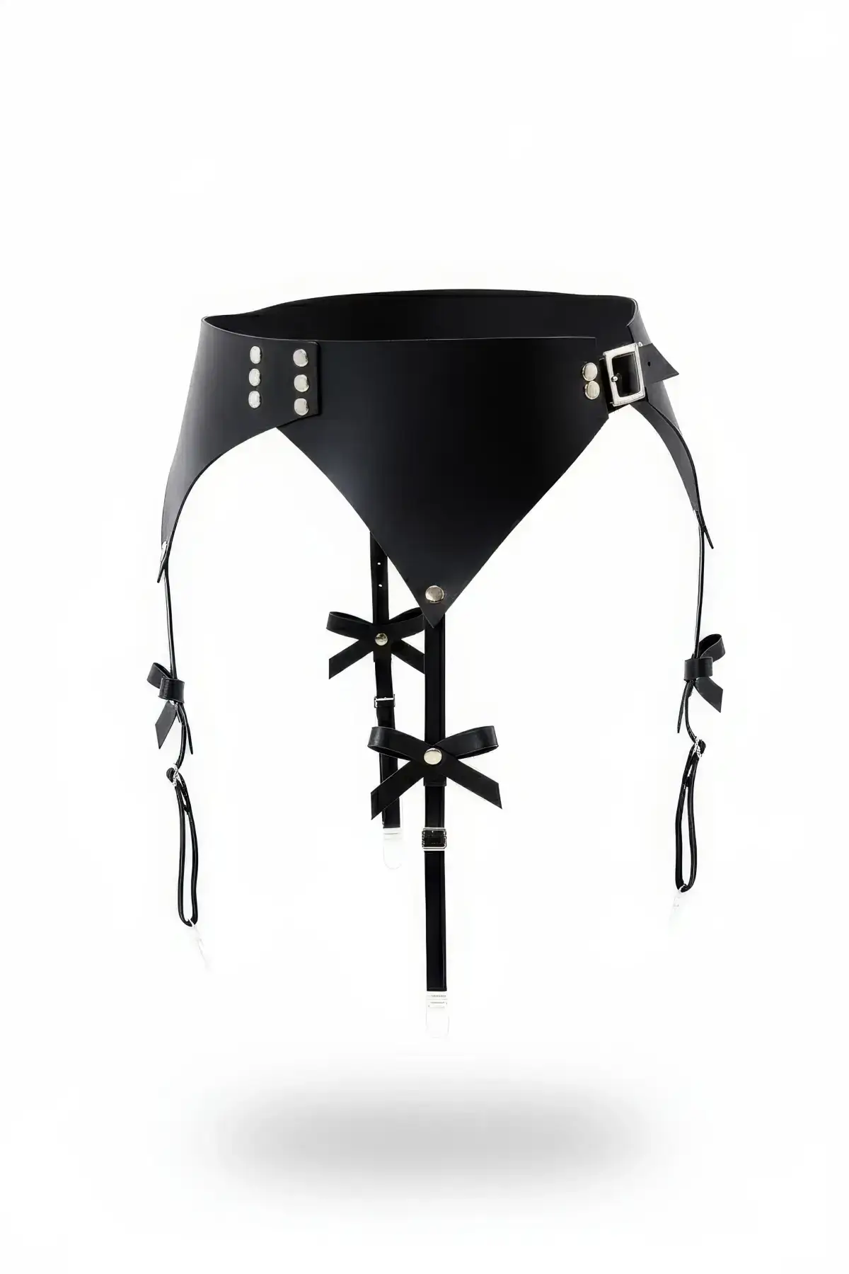 Black Garter Harness Wide Waist Leather Buckle - SH1376