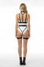 Black Leather Full Body Harness Set with Neck Support - SH1378 - Image 2