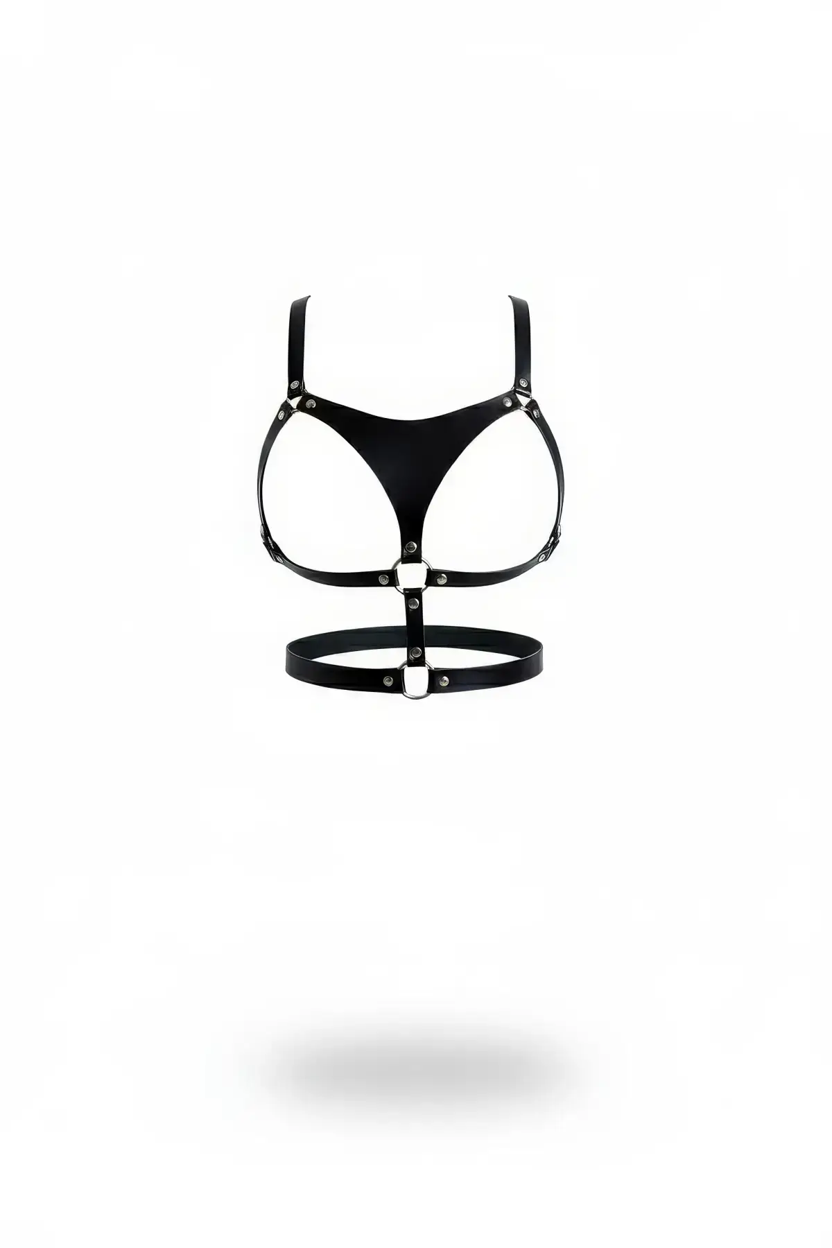 Black Chest Harness Leather with O-Ring Detail - SH1388