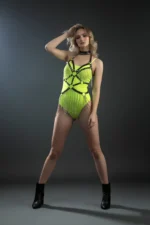 Siyah Zımbalı Tasma Detaylı Gümüş Zincir Sarkıtlı Body Harness SH1397 - Image 8