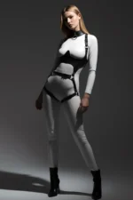 Black Chest Harness Leather Buckle Body Corset - SH1402 - Image 4