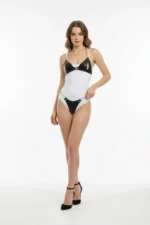 Black Women's Belt Faux Leather Body Belt with Chain Detail - SH1424 - Image 3