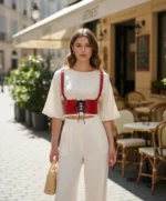 Red Women's Belted Corset Waist Accessory - SH1429